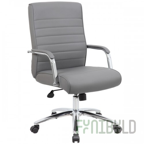Boss B696CRB-GY Modern Executive Gray Ribbed CaressoftPlus Conference Chair