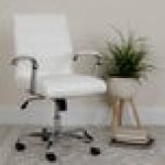 Flash Furniture GO-2286M-WH-GG Mid-Back White Leather Swivel Office Chair with Chrome Base and Arms Flash Furniture GO-2286M-WH-GG Mid-Back White Leather Swivel Office Chair with Chrome Base and Arms