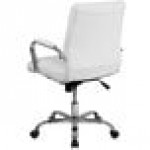 Flash Furniture GO-2286M-WH-GG Mid-Back White Leather Swivel Office Chair with Chrome Base and Arms Flash Furniture GO-2286M-WH-GG Mid-Back White Leather Swivel Office Chair with Chrome Base and Arms