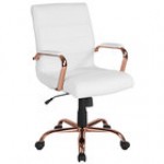 Flash Furniture GO-2286M-WH-GG Mid-Back White Leather Swivel Office Chair with Chrome Base and Arms Flash Furniture GO-2286M-WH-GG Mid-Back White Leather Swivel Office Chair with Chrome Base and Arms