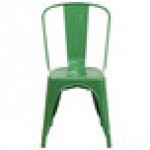 Flash Furniture CH-31230-GN-GG Green Stackable Galvanized Steel Chair with Vertical Slat Back and Drain Hole Seat