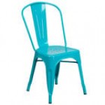 Flash Furniture CH-31230-GN-GG Green Stackable Galvanized Steel Chair with Vertical Slat Back and Drain Hole Seat