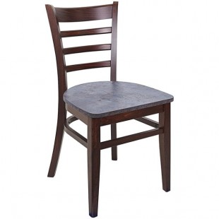 BFM Seating Berkeley Dark Walnut Beechwood Ladder Back Side Chair with Relic Rustic Copper Seat