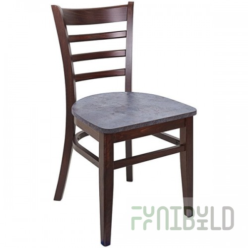 BFM Seating Berkeley Dark Walnut Beechwood Ladder Back Side Chair with Relic Rustic Copper Seat