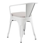 Lancaster Table & Seating Alloy Pearl White Outdoor Arm Chair with Gray Fabric Magnetic Cushion Lancaster Table & Seating Alloy Pearl White Outdoor Arm Chair with Gray Fabric Magnetic Cushion