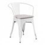 Lancaster Table & Seating Alloy Pearl White Outdoor Arm Chair with Gray Fabric Magnetic Cushion Lancaster Table & Seating Alloy Pearl White Outdoor Arm Chair with Gray Fabric Magnetic Cushion