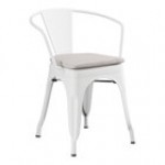 Lancaster Table & Seating Alloy Pearl White Outdoor Arm Chair with Gray Fabric Magnetic Cushion Lancaster Table & Seating Alloy Pearl White Outdoor Arm Chair with Gray Fabric Magnetic Cushion