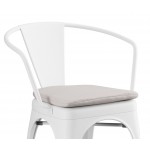 Lancaster Table & Seating Alloy Pearl White Outdoor Arm Chair with Gray Fabric Magnetic Cushion Lancaster Table & Seating Alloy Pearl White Outdoor Arm Chair with Gray Fabric Magnetic Cushion