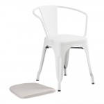 Lancaster Table & Seating Alloy Pearl White Outdoor Arm Chair with Gray Fabric Magnetic Cushion Lancaster Table & Seating Alloy Pearl White Outdoor Arm Chair with Gray Fabric Magnetic Cushion