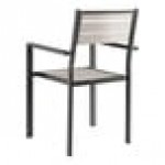 Lancaster Table & Seating Axel Black Powder-Coated Outdoor Chair with Gray Faux Teak Slat Seat and Arms Lancaster Table & Seating Axel Black Powder-Coated Outdoor Chair with Gray Faux Teak Slat Seat and Arms