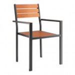 Lancaster Table & Seating Axel Black Powder-Coated Outdoor Chair with Gray Faux Teak Slat Seat and Arms Lancaster Table & Seating Axel Black Powder-Coated Outdoor Chair with Gray Faux Teak Slat Seat and Arms