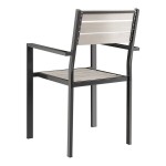 Lancaster Table & Seating Axel Black Powder-Coated Outdoor Chair with Gray Faux Teak Slat Seat and Arms Lancaster Table & Seating Axel Black Powder-Coated Outdoor Chair with Gray Faux Teak Slat Seat and Arms