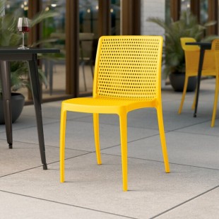 Lancaster Table & Seating Rio Sunshine Yellow Resin Side Chair Lancaster Table & Seating Rio Sunshine Yellow Resin Side Chair