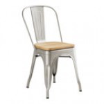 Lancaster Table & Seating Alloy Distressed Copper Indoor Cafe Chair with Natural Wood Seat