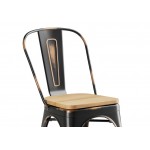 Lancaster Table & Seating Alloy Distressed Copper Indoor Cafe Chair with Natural Wood Seat