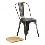 Lancaster Table & Seating Alloy Distressed Copper Indoor Cafe Chair with Natural Wood Seat