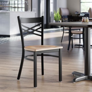 Lancaster Table & Seating Black Finish Cross Back Chair with Driftwood Seat - Assembled Lancaster Table & Seating Black Finish Cross Back Chair with Driftwood Seat - Assembled