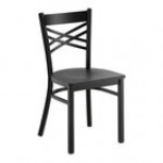 Lancaster Table & Seating Black Finish Cross Back Chair with Driftwood Seat - Assembled