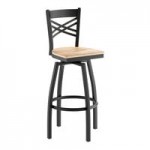 Lancaster Table & Seating Black Finish Cross Back Chair with Driftwood Seat - Assembled