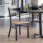 Lancaster Table & Seating Black Finish Cross Back Chair with Driftwood Seat - Assembled
