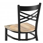 Lancaster Table & Seating Black Finish Cross Back Chair with Driftwood Seat - Assembled