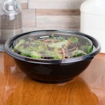 Sabert 51080A50 FreshPack Clear Flat Round Lid for Shallow 64 oz. and Round 80 oz. Bowls - 5/Pack