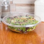 Sabert 51080A50 FreshPack Clear Flat Round Lid for Shallow 64 oz. and Round 80 oz. Bowls - 5/Pack