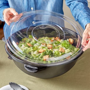 Visions Clear PET Plastic Flat Lid for 320 oz. Round Bowls - 25/Case Visions Clear PET Plastic Flat Lid for 320 oz. Round Bowls - 25/Case