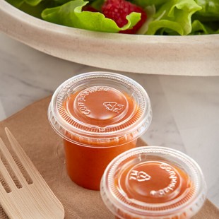 World Centric 1 oz. Compostable PLA Clear Portion Cup Lid - 3,000/Case