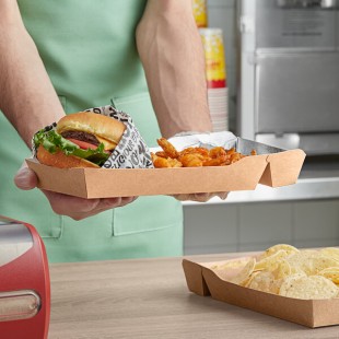 Carnival King 10 lb. Large Two-Compartment Foiled Paper Food Tray 10