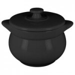 RAK Porcelain Chef's Fusion 11 oz. Volcano Black Porcelain Frying Pan - 6/Case