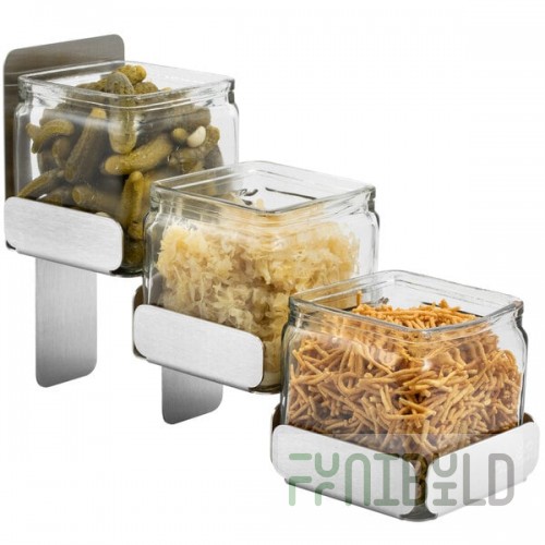Rosseto SM324 Stainless Steel 3-Level Condiment Station with 3 Glass Jars
