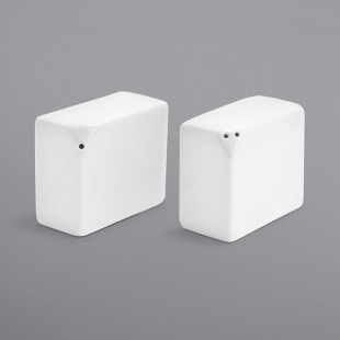 Front of the House 4.5 oz. White Porcelain Rectangular Salt and Pepper Shaker Set - 12/Case