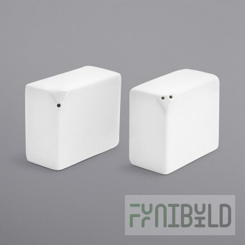 Front of the House 4.5 oz. White Porcelain Rectangular Salt and Pepper Shaker Set - 12/Case