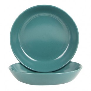 10 Strawberry Street Double Line 36 oz. Round Emerald Green Stoneware Dinner Bowl - 2/Case
