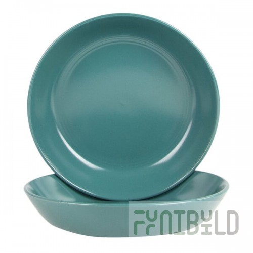 10 Strawberry Street Double Line 36 oz. Round Emerald Green Stoneware Dinner Bowl - 2/Case