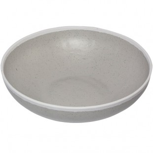 GET B-320-DVG Pottery Market 4 Qt. Glazed Gray Melamine Bowl with White Trim - 3/Case
