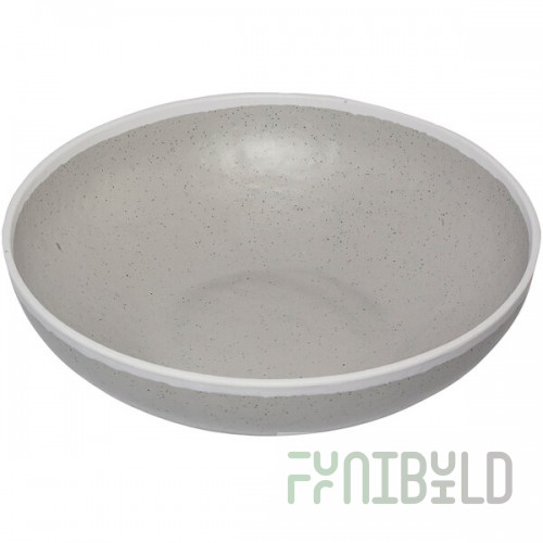 GET B-320-DVG Pottery Market 4 Qt. Glazed Gray Melamine Bowl with White Trim - 3/Case