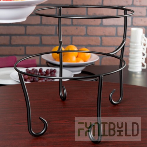 American Metalcraft TLSP1219 Ironworks Two-Tier Round Display Stand with Curled Feet