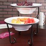 American Metalcraft TLSP1219 Ironworks Two-Tier Round Display Stand with Curled Feet