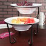 American Metalcraft TLSP1219 Ironworks Two-Tier Round Display Stand with Curled Feet