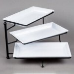 American Metalcraft TLSP1219 Ironworks Two-Tier Round Display Stand with Curled Feet