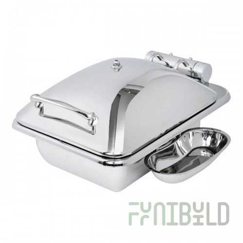 Eastern Tabletop 3964 Crown 4 Qt. Stainless Steel Square Induction Chafer with Hinged Dome Cover