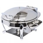 Eastern Tabletop 3964 Crown 4 Qt. Stainless Steel Square Induction Chafer with Hinged Dome Cover