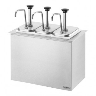 Server Stainless Steel Insulated Drop-In Pump Dispenser with 3 Fountain Jars and 3 Stainless Steel Pumps