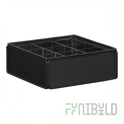 Cal-Mil Onyx Black 9-Compartment Metal Condiment Organizer