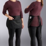 Chef Revival Black Poly-Cotton Customizable Reversible Waist Apron with 3 Pockets - 12