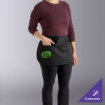 Chef Revival Black Poly-Cotton Customizable Reversible Waist Apron with 3 Pockets - 12