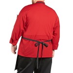 Uncommon Chef 3018 Black and White Pinstripe Customizable Poly-Cotton Butcher Bib Apron with 2 Pockets - 34