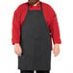 Uncommon Chef 3018 Black and White Pinstripe Customizable Poly-Cotton Butcher Bib Apron with 2 Pockets - 34